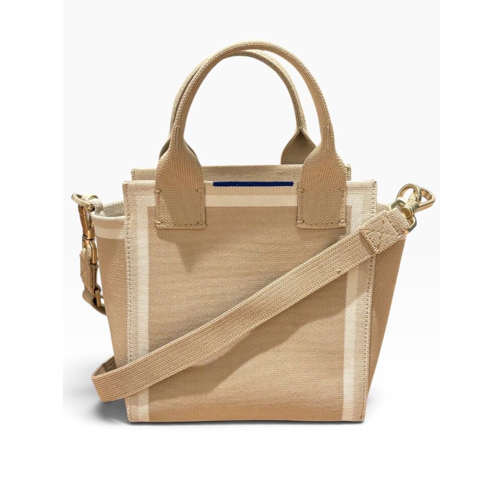 Rothy's The Mini Tote Sand Beige Stripe Knit Crossbody Bag
